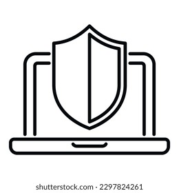 Laptop SSL certificate icon outline vector. Safe data. Safety network