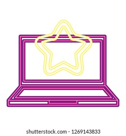 laptop star neon video game