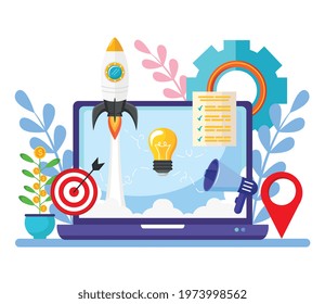 laptop and start up icons