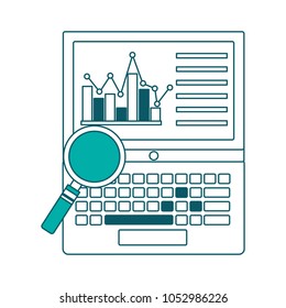 laptop with statistic diagram on screen analysis