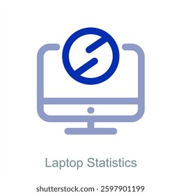 Laptop Statistics and device icon concept