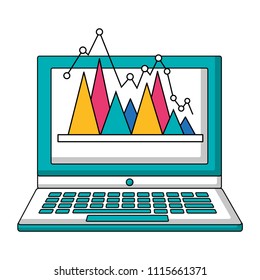 laptop statistics triangle pointed line digital technology