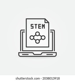 Laptop with STEM document outline vector concept icon or design element