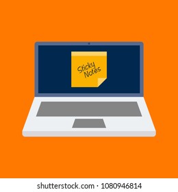 laptop with sticky notes icon