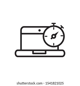 laptop stopwatch delivery icon vector illustration thick line