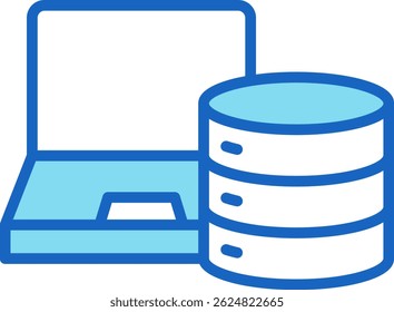 Ícone de armazenamento de dados do notebook Ilustração do vetor azul