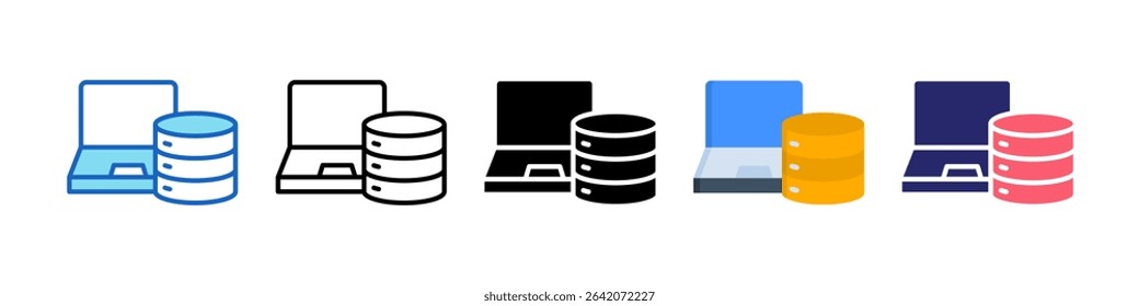 Laptop Storage Multiple Style Icon Set Collection.