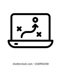laptop strategy vector thin line icon
