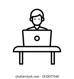 Laptop, student, study, table icon vector image. Can also be used for online education. Suitable for use on web apps, mobile apps and print media.