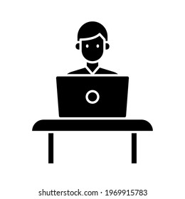Laptop, student, study, table icon vector image. Can also be used for online education. Suitable for use on web apps, mobile apps and print media.