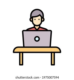 Laptop, student, study, table icon vector image. Can also be used for online education. Suitable for use on web apps, mobile apps and print media.