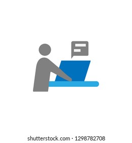 Laptop and studying  icon. Element of education icon for mobile concept and web apps. Detailed Laptop and studying  icon can be used for web and mobile