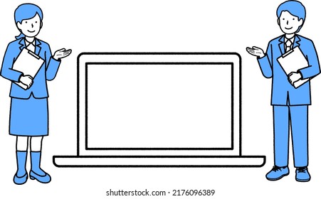 Laptop suit person illustration : Vector