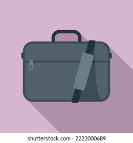 Laptop suitcase icon flat vector. Case bag. School bag