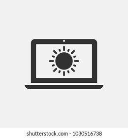 Laptop in sun icon illustration isolated vector sign symbol