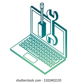 laptop with support tools technology isometric
