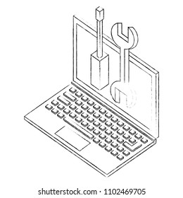 laptop with support tools technology isometric