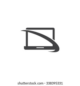 laptop swoosh icon logo