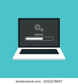 laptop with system update running. stock illustration