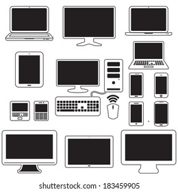 laptop, tablet computer, monitor and mobile screen