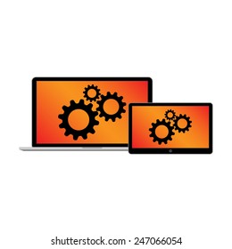 laptop and tablet computer. Vector illustration