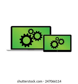 laptop and tablet computer. Vector illustration