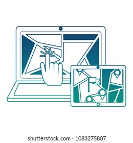 laptop and tablet with gps application