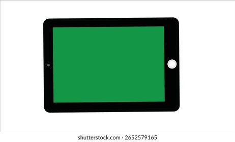 Laptop Tablet Horizontal Illustration Scene Empty Green Screen