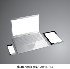 laptop tablet and mobile phone