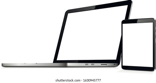 Laptop tablet mock up vector
