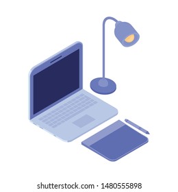 laptop and tablet on white background