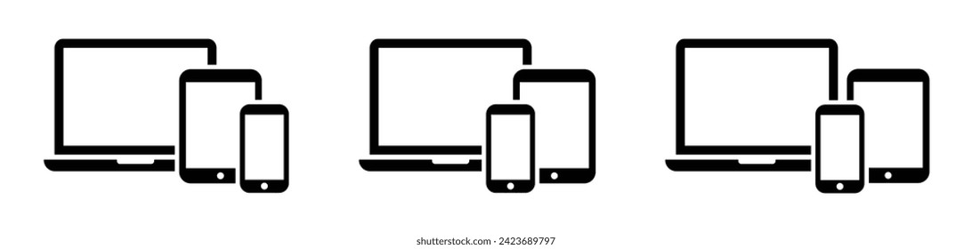 Laptop, tablet and phone icon, vector illustration