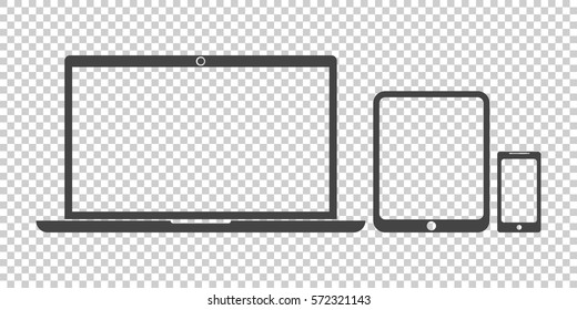 Laptop, Tablet, Phone Icon Vector Flat