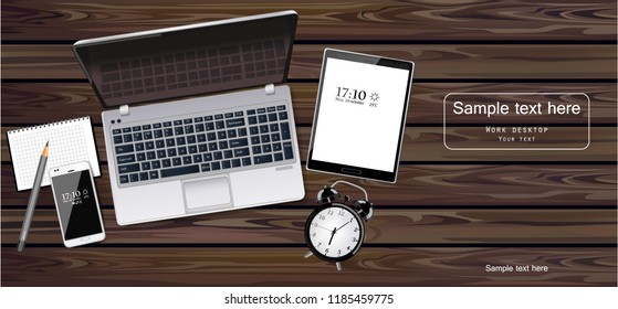 Laptop, tablet and phone Vector realistic. New technology gadgets. Detailed 3d illustrations