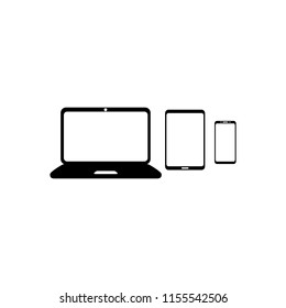Laptop, tablet and smartphone composition represented of adaptive screen