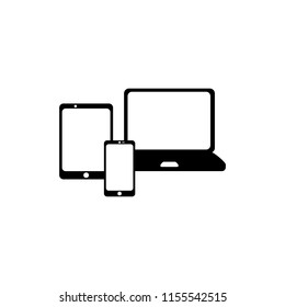 Laptop, tablet and smartphone composition represented of adaptive screen