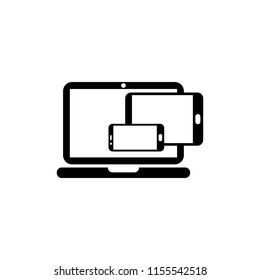 Laptop, tablet and smartphone composition represented of adaptive screen