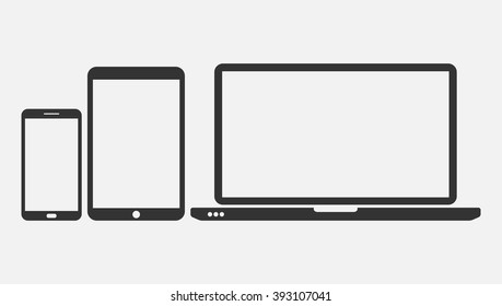 Laptop tablet smartphone icon set