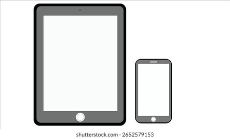 Laptop, Tablet, Smartphone, Mobile Phone, Blank White Screen Scene Illustration