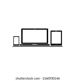Laptop, tablet &  smartphone screen icon isolated on white background. Vector illustration. EPS10