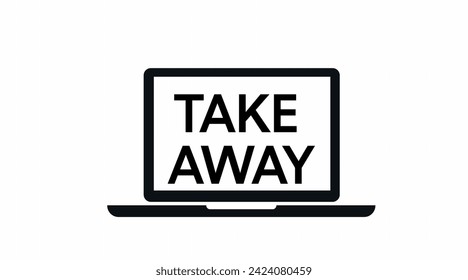 Laptop Take Away Icon. Vector isolated editable flat illustration of a laptop with a take away sign