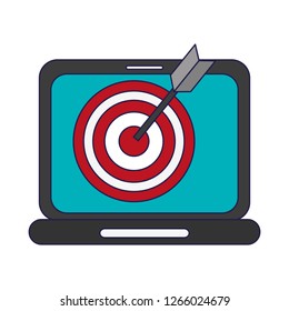 Laptop with target and dartboard