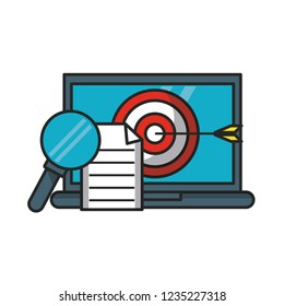 Laptop with target and document