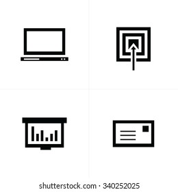 laptop, target, graph, mail icons