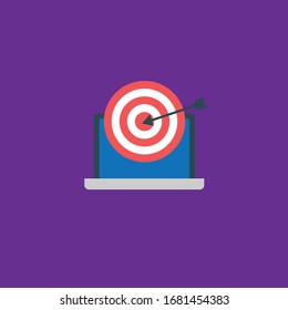 laptop and target.vector illustration.flat design.