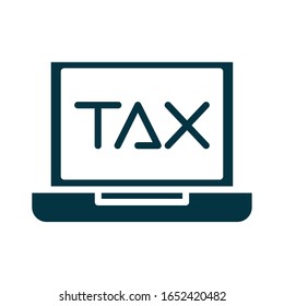 laptop with tax obligation ebusiness silhouette style vector illustration design