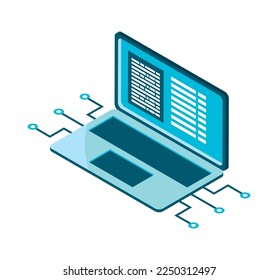 laptop tech AI icon isolated isometric