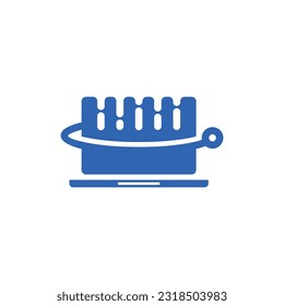 laptop tech logo vector icon illustration, laptop Technology logo designs vector Template