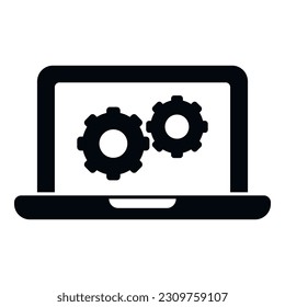 Laptop technical document icon simple vector. Paper manual. Page gear
