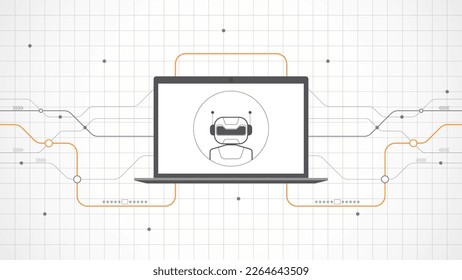 laptop technology background abstract. Ai artificial intelligence technology with line digital, black laptop color, style modern, element, dot, hi-tech, vector. laptop technological for web banner, 